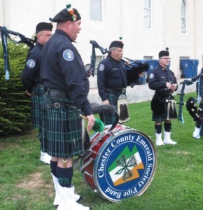 The Chester County emerald Society Drum and Pipe Band performed at the 2014 Chester County Law Enforcement Memorial Service.