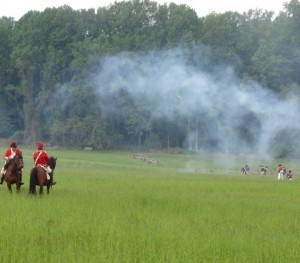 t of the battle, a haze of musket fire fills the air at Sandy Hollow in Birmingham Township.